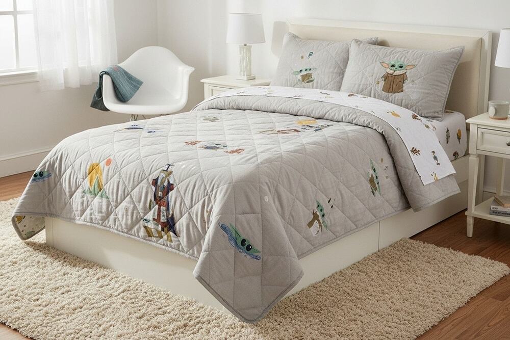 Star Wars Mandalorian Grogu Twin Quilt Sham Set Jay Franco New